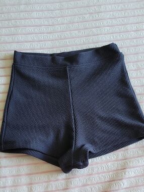 High-Waist Textured Navy Women’s Swim Shorts